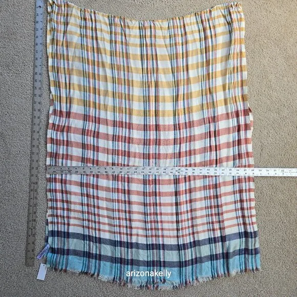 NWT Talbots Plaid Summer Scarf Colorful Lightweight - Picture 1 of 4